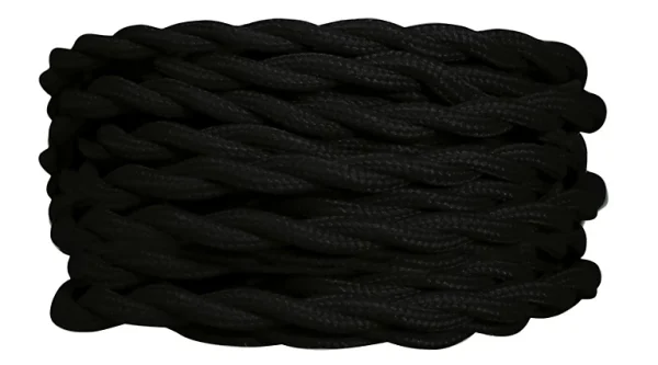 vente à bas prix Castorama Câble D’alimentation électrique Torsadé En Tissu Noir Tibelec 3m 1