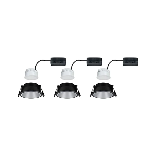 de garantie authentique Castorama Lot 3 Spots à Encastrer Cole LED Intégrée IP44 3×6,5 W Noir 1