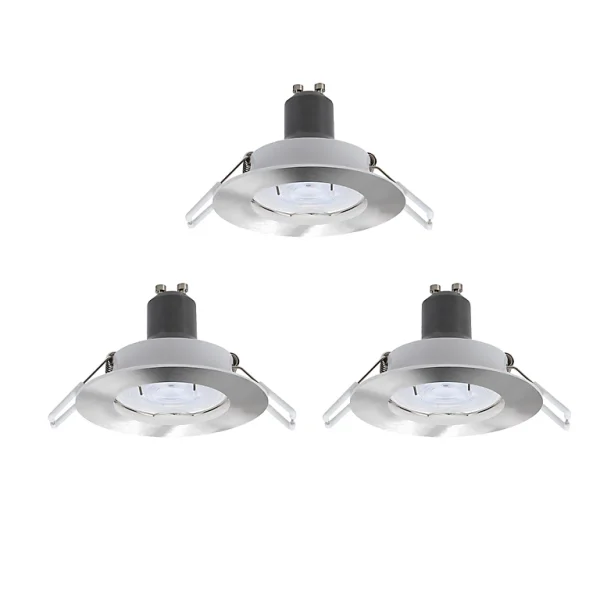 Castorama Lot 3 Spots à Encastrer LED GU10 Ø8,5cm IP20 230lm 35W 3W Blanc Chaud Argent luxe soldes 1