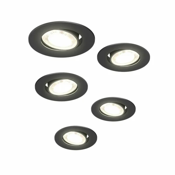 Castorama Pack 5 Spots Encastrable Noir Ø85cm IP20 400lm 4,9W Blanc Chaud officiel 1
