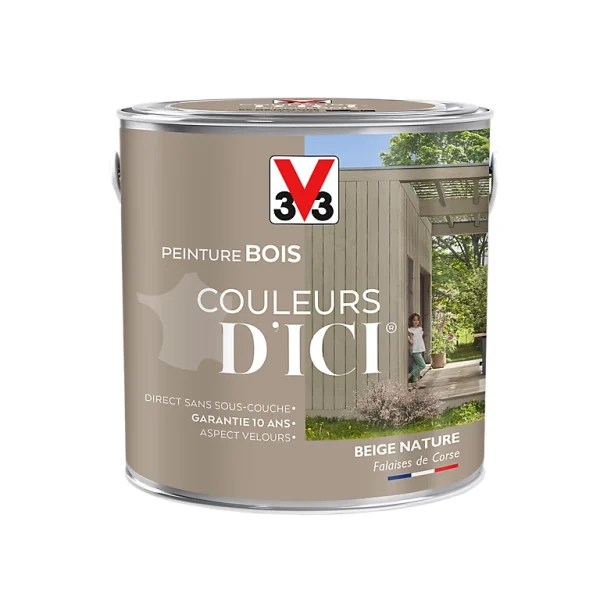 Castorama Peinture Bois Couleurs D’ici Beige Nature Velours V33 2L Top ventes 1