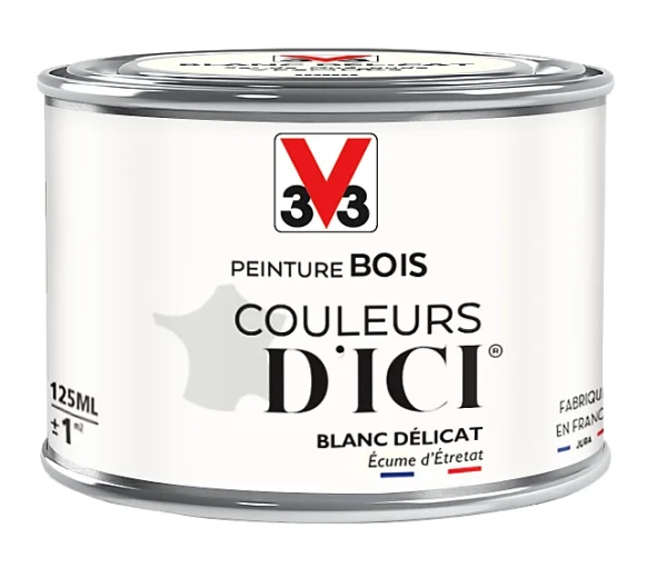 Castorama Peinture Bois Couleurs D’ici Blanc Délicat Velours V33 0,125L bas prix 1