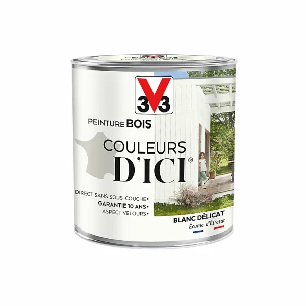 Castorama Peinture Bois Couleurs D’ici Blanc Délicat Velours V33 0,5L jusqu'à 1