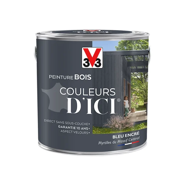 Castorama Peinture Bois Couleurs D’ici Bleu Encré Velours V33 2L magasin en ligne france 1