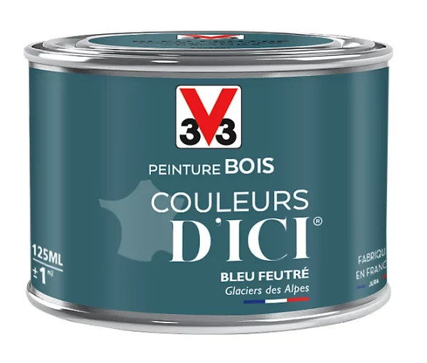 Castorama Peinture Bois Couleurs D’ici Bleu Feutré Velours V33 0,125L vente chaude 1