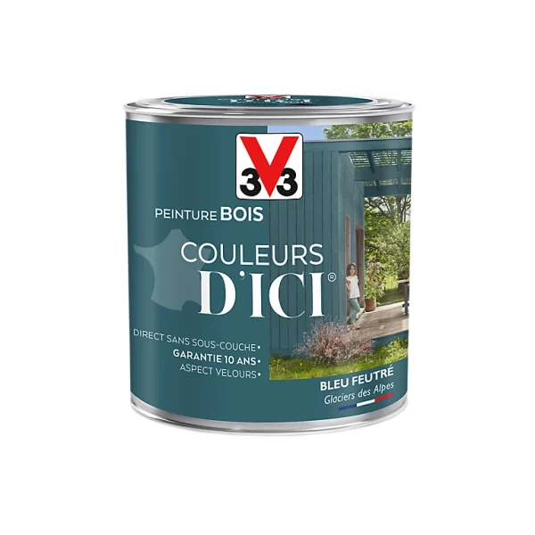 Acheter Maintenant Castorama Peinture Bois Couleurs D’ici Bleu Feutré Velours V33 0,5L 1