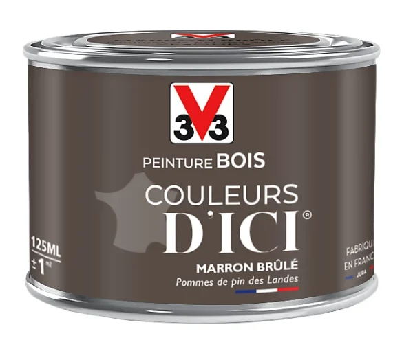 Prestation Et Rapide Castorama Peinture Bois Couleurs D’ici Marron Brûlé Velours V33 0,125L 1