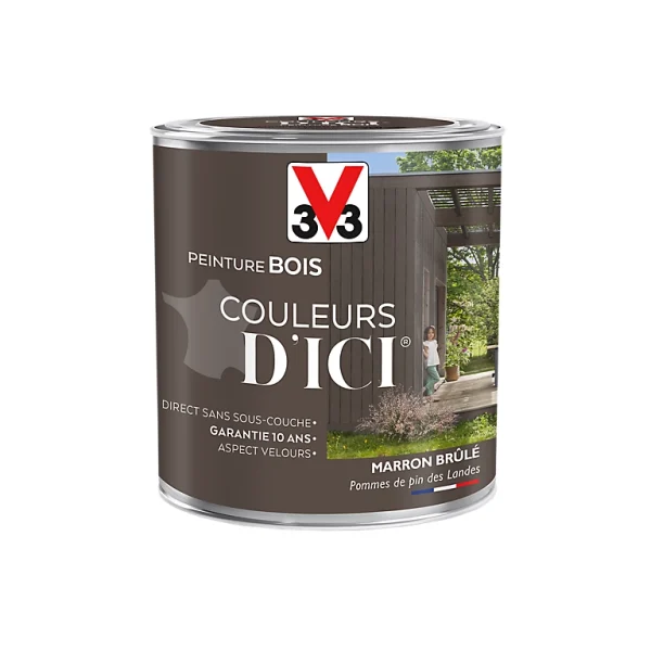 Couleurs variées Castorama Peinture Bois Couleurs D’ici Marron Brûlé Velours V33 0,5L 1