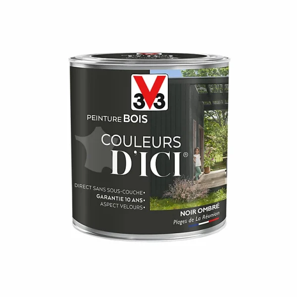 vente en ligne Castorama Peinture Bois Couleurs D’ici Noir Ombré Velours V33 0,5L 1