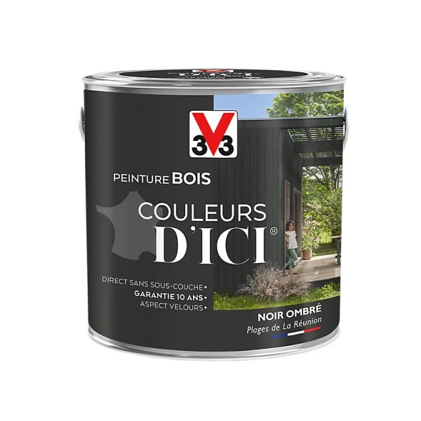 grande promotion Castorama Peinture Bois Couleurs D’ici Noir Ombré Velours V33 2L 1