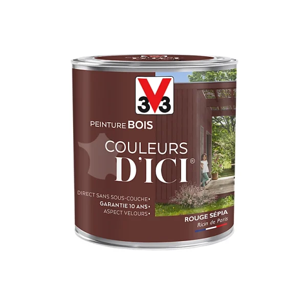 à prix d'occasion Castorama Peinture Bois Couleurs D’ici Rouge Sépia Velours V33 0,5L 1