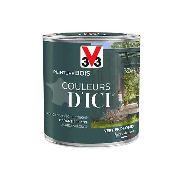 Castorama Peinture Bois Couleurs D’ici Vert Profond Velours V33 0,5L grossiste en ligne 1