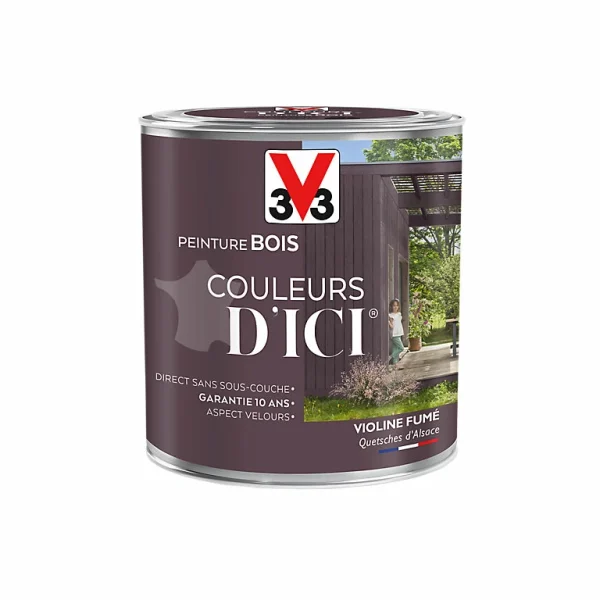 Castorama Peinture Bois Couleurs D’ici Violine Fumé Velours V33 0,5L REMISE 1