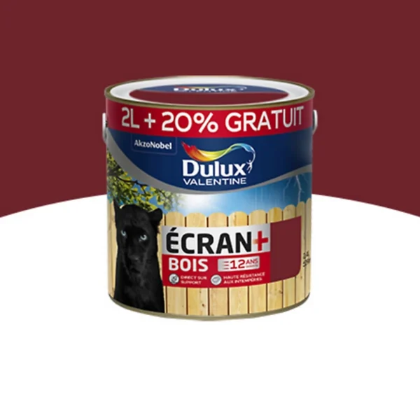 Castorama Peinture Bois Extérieur Ecran+ Bois Dulux Valentine Satin Rouge Basque RAL 3004 2L +20% Gratuit Officielle 1