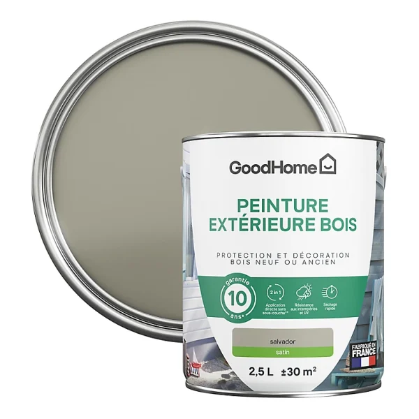 Castorama Peinture Bois Extérieur GoodHome Salvador Marron Satin 2.5L site pas cher 1