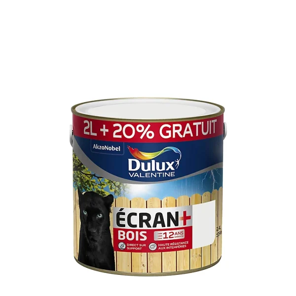 Castorama Peinture Bois Extérieur Haute Résistance Ecran+ Bois Dulux Valentine Satin Blanc 2L +20% Gratuit à prix très bas 1