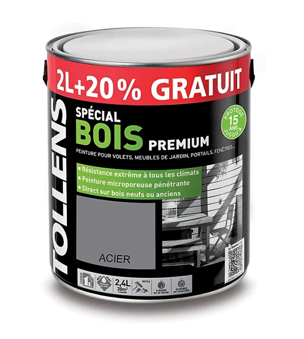 Prestation Et Rapide Castorama Peinture Bois Extérieur Premium Acier Tollens 2L + 20% Gratuit 1