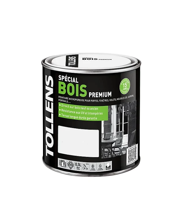 Castorama Peinture Bois Extérieur Premium Blanc Satin Tollens 0,5L grande popularité 1