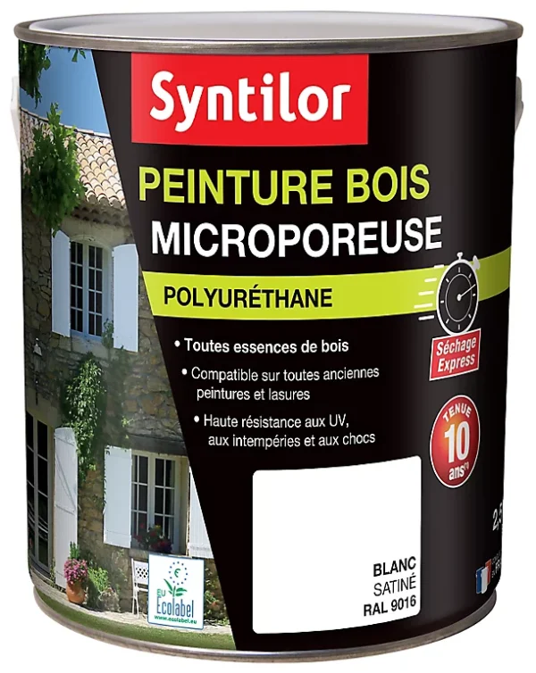 boutique pas cher Castorama Peinture Bois Microporeuse Intérieur Extérieur Blanc Syntilor 2,5L 1