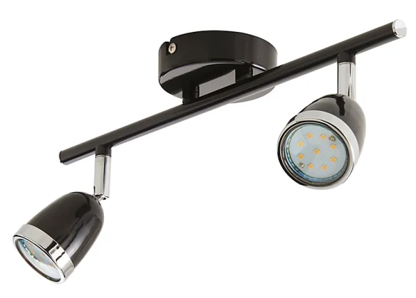 Castorama Réglette 2 Spots Apheliotes Métal Noir GU10 2×35 W soldes pas cher 1