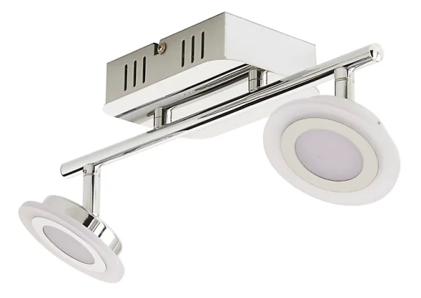 Castorama Réglette 2 Spots Harpies Métal/verre Chrome LED 2×5,5 W Livraison rapide 1