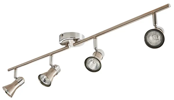 qualité d’originales Castorama Réglette 4 Spots Aphroditus Métal Chrome Brossé GU10 4×50 W 1