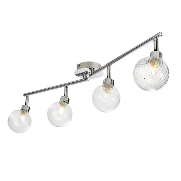 marques pas cher Castorama Réglette 4 Spots Eupraxia Métal/verre Chrome G9 4×25 W 1