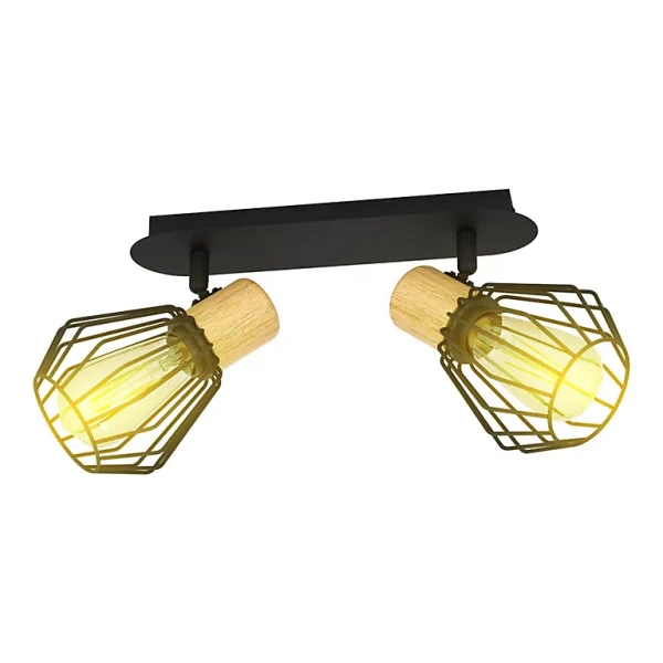 à prix réduits Castorama Réglette Spot 2 Lumières E27 40W Eglo Palmorla Noir L.33,5 X L.9cm 1
