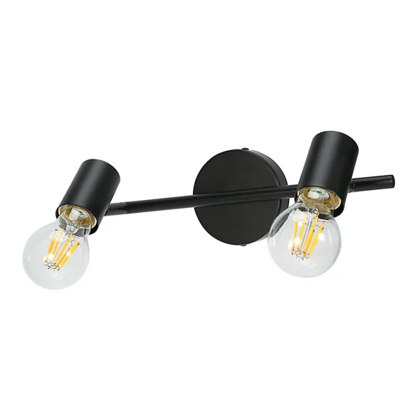 achat pas cher Castorama Réglette Spot 2 Lumières E27 8.6W GoodHome Ghlin Noir Mat L.33 X L.10 X H.15 Cm 1