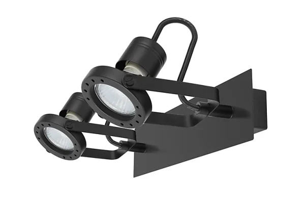 Castorama Réglette Spot 2 Lumières GU10 5W GoodHome Chaman Noir Mat L.30 X L.17 X H.7 Cm pas cher en vente 1