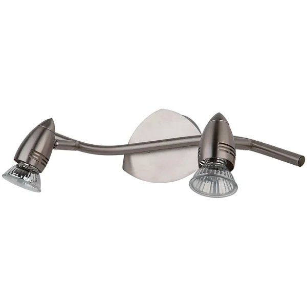 Castorama Réglette Spot 2 Lumières GU10 7W GoodHome Aspis Nickel Satiné L.39 X L.9 X H.16 Cm mode pas cher 1