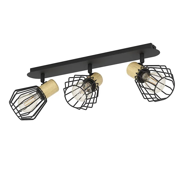 vente pas cher Castorama Réglette Spot 3 Lumières E27 40W Eglo Palmorla Noir L.57,5 X H.22 Cm 1