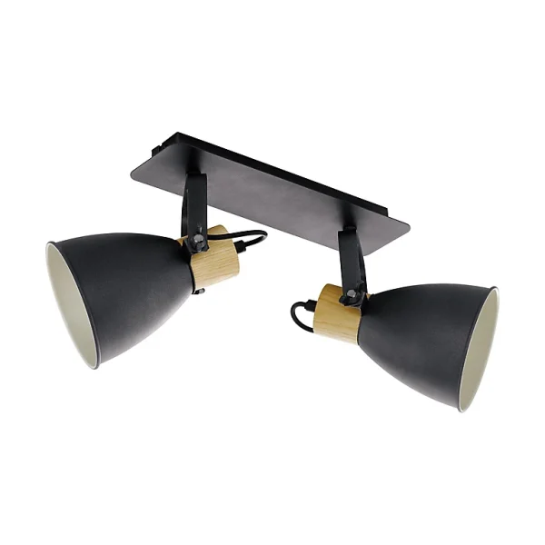 beauté Castorama Spot Coswarth 2 Lumières E27 40W IP20 Eglo Noir 1